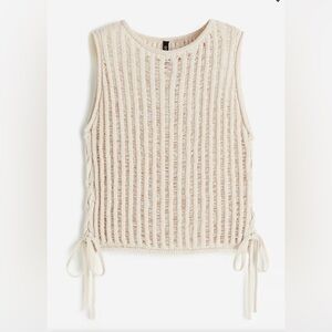 H&M Beige Ladder Stitch Look Knit Sleeveless Tank Top NEVER WORN! NEW WITH TAGS!